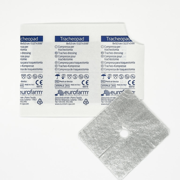 Tracheopad Compressa per Tracheotomia 8x9,3 | Metalline per Tracheostomia | 100 Pezzi