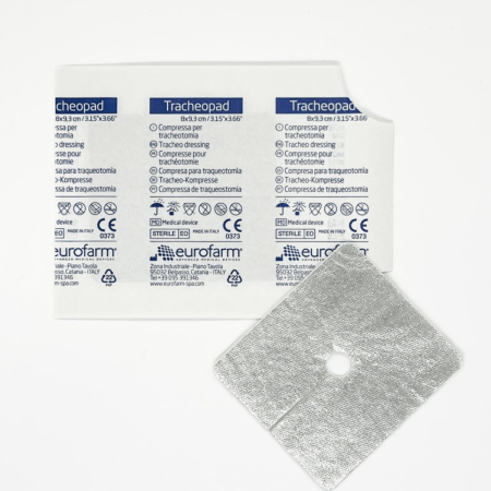 Tracheopad Compressa per Tracheotomia 8x9,3 | Metalline per Tracheostomia | 100 Pezzi