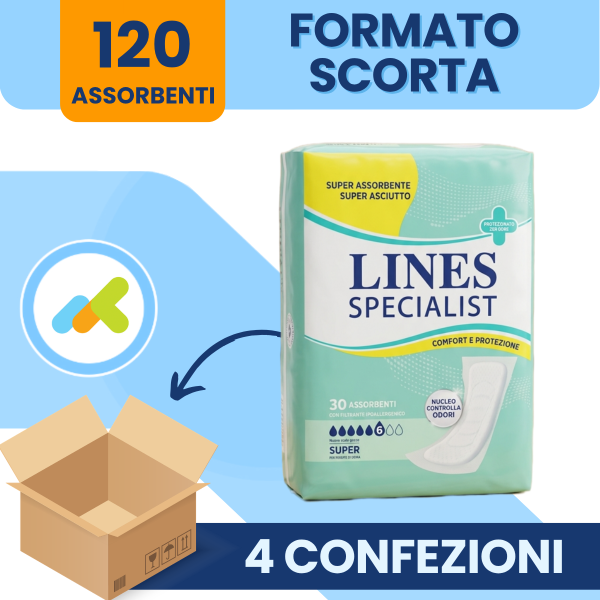 Lines Specialist Assorbenti Sagomati Super Formato scorta 120 pezzi