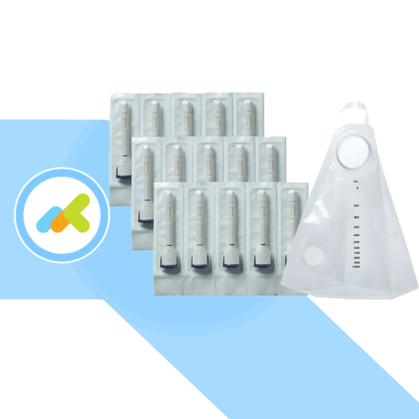 Peristeen Plus Regular: Kit con 15 Cateteri Regular Prelubrificati Monouso e 1 Sacca Senza Tappo