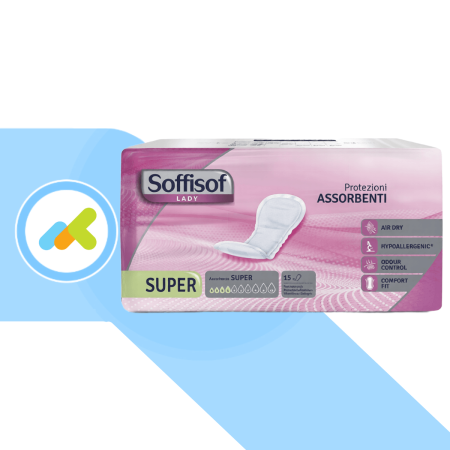 Soffisof Lady Super Assorbenti Femminili per Incontinenza 15 pezzi Protezione e Comfort