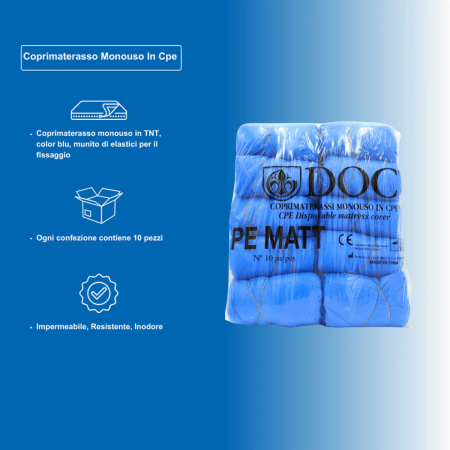 Doc Coprimaterasso Monouso Idrorepellente in CPE: Protezione Totale 10 Pezzi
