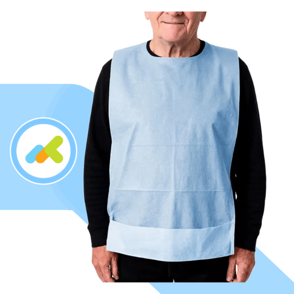 Bavagli Monouso per Anziani 37x70: Protezione Impermeabile con Tasca Raccoglibriciole 100 pezzi