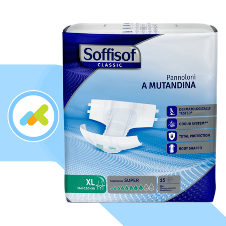 Soffisof Classic Super XL Pannoloni a Mutandina per Incontinenza Grave 15 Pezzi