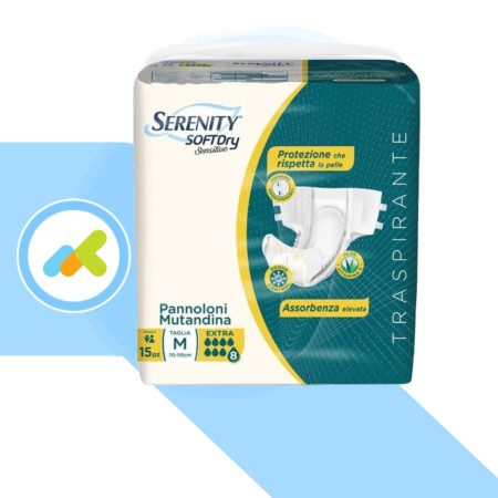 Serenity SoftDRY Sensitive – Pannolone Mutandina Extra 8 Gocce per Incontinenza Severa