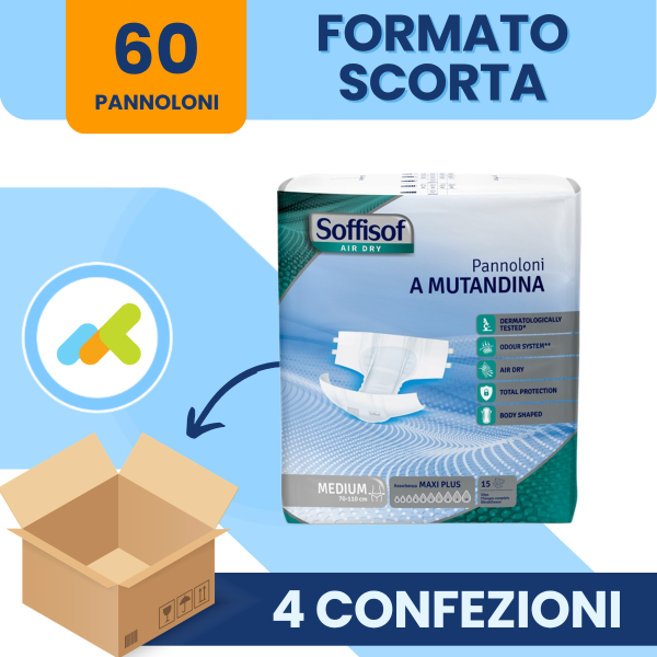 Soffisof AirDry Maxi Plus 10 Gocce | Incontinenza Gravissima| 15 Pezzi