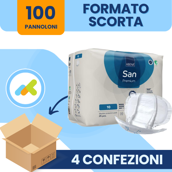 Abena San 10 | Pannoloni Sagomati Incontinenza Grave 25 PEZZI 2800 ml