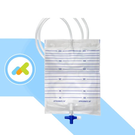 Sacca Urina Monouso con Valvola Anti-Reflusso e Rubinetto | 2000 ml | Tubo 130cm | 30 pezzi