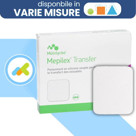 Mepilex Transfer Medicazione in Silicone Morbido per Ferite Essudanti con Tecnologia Safetac 5 pezzi