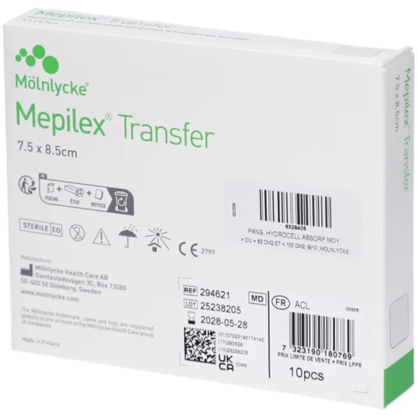 Mepilex Transfer Medicazione in Silicone Morbido per Ferite Essudanti con Tecnologia Safetac 5 pezzi