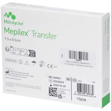 Mepilex Transfer Medicazione in Silicone Morbido per Ferite Essudanti con Tecnologia Safetac 5 pezzi