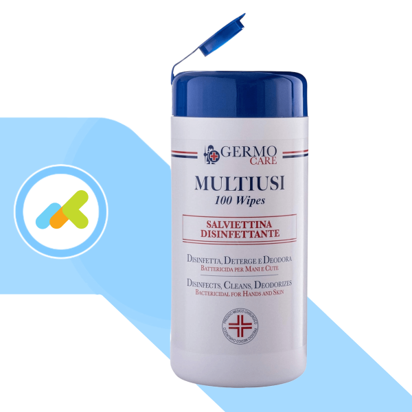 GermoCare Multiusi Salviettine Detergenti e Disinfettanti per Cute e Superfici 100 pezzi