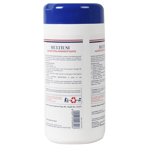 GermoCare Multiusi Salviettine Detergenti e Disinfettanti per Cute e Superfici 100 pezzi