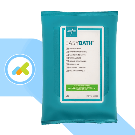 EasyBath Manopole Presaponate Monouso Senza Risciacquo per Igiene Anziani e Allettati 8 pezzi