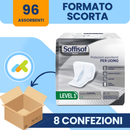 Soffisof Men Level 1 Protezione Invisibile per Incontinenza Leggera 12 pezzi 2