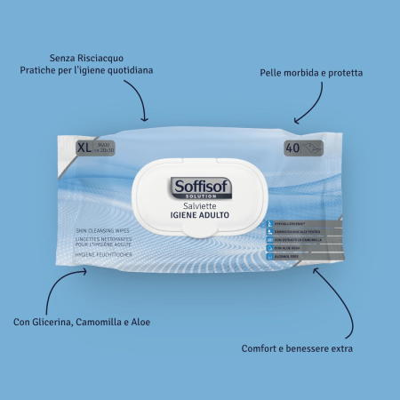 Soffisof Salviette Detergenti: Igiene Professionale e Protezione per l’Adulto 40 Pezzi
