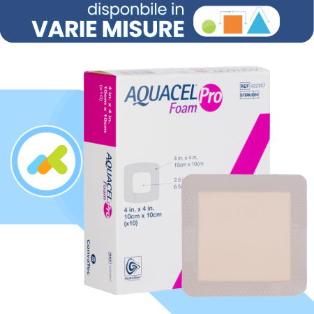 AQUACEL Foam Pro: Medicazione in Schiuma Hydrofiber per Gestione Lesioni Cutanee 10 pezzi