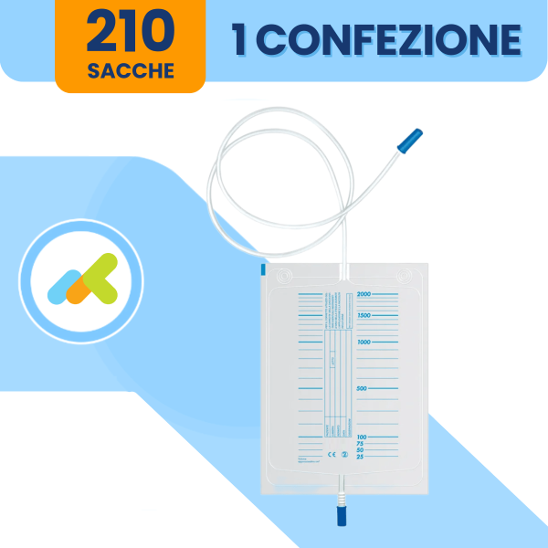 Sacca Raccolte Urine Tubo 130 Monouso Non Sterile 2000 ml 210 pezzi