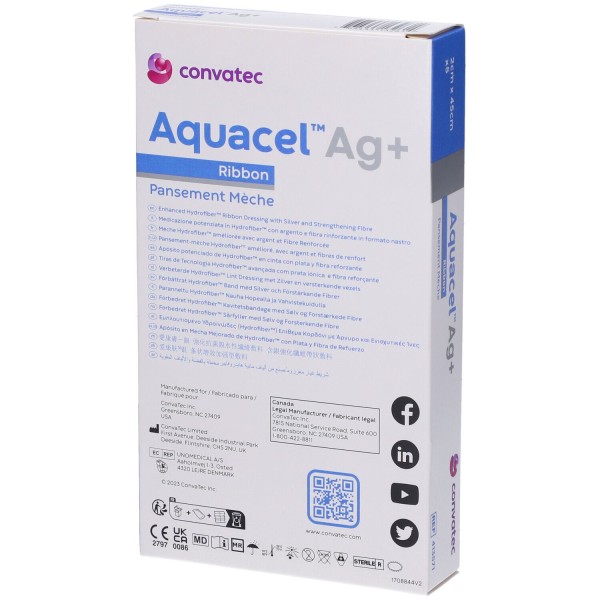 Aquacel Ag+ Extra 2x45cm | Medicazione Argento Convatec