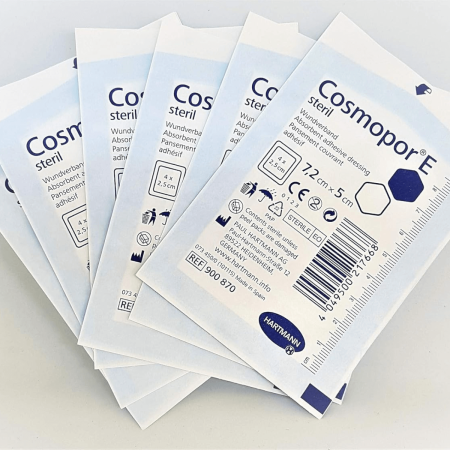 Cosmopor E | Medicazione Adesiva Sterile per Ferite Chirurgiche | 7,2 x 5 cm | 50 Pezzi