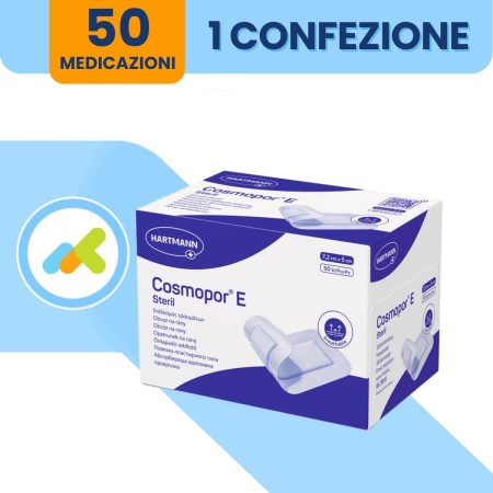 Cosmopor E | Medicazione Adesiva Sterile per Ferite Chirurgiche | 7,2 x 5 cm | 50 Pezzi