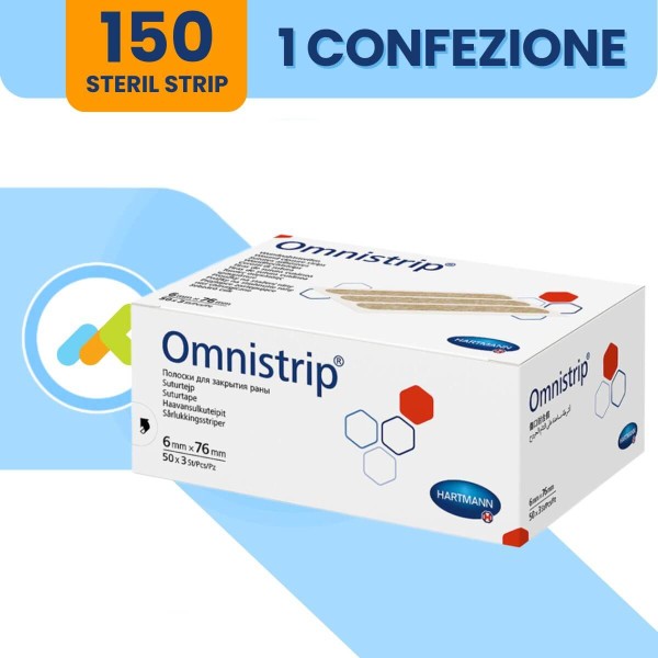 Omnistrip Hartmann | Strisce Adesive Sterili per Sutura Cutanea | 6 x 76 mm | 150 Pezzi