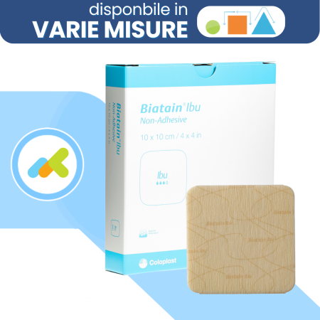 Biatain Ibu | Medicazione Non Adesiva con Ibuprofene | Ferite Croniche e Acute | 5 pezzi