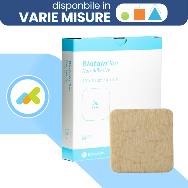 Biatain Ibu | Medicazione Non Adesiva con Ibuprofene | Ferite Croniche e Acute | 5 pezzi