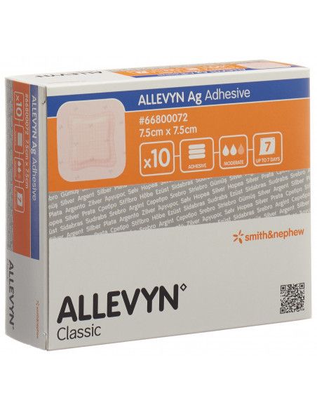 Allevyn Ag Adhesive - Medicazione in Poliuretano - 7,5 x 7,5 cm Allevyn Ag Adhesive - Medicazione in Poliuretano - 7,5 x 7,5 cm