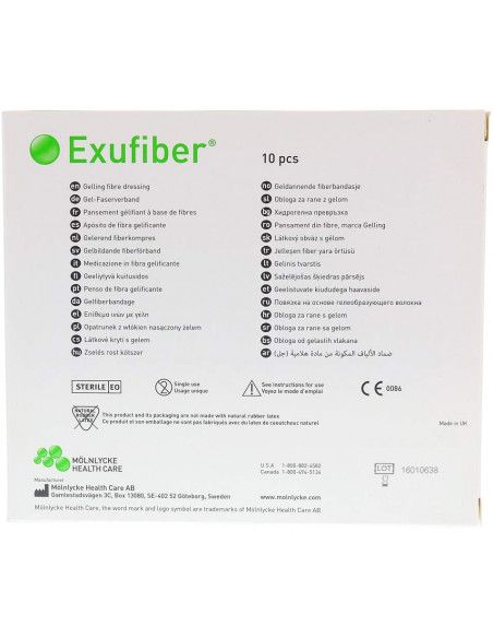 Exufiber medicazione sterile in fibra gelificante 10x10 10pz