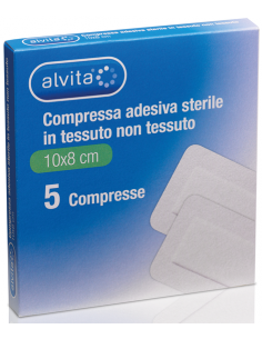 Compressa adesiva sterile in tessuto non tessuto Alvita 10x8 cm 5 pz