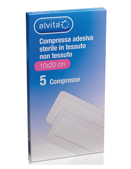Compressa adesiva sterile in tessuto non tessuto Alvita 10x20 cm 5 pz Compressa adesiva sterile in tessuto non tessuto Alvita 10x20 cm 5 pz
