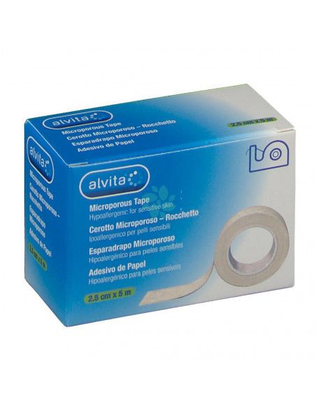 Cerotto microporoso rocchetto Alvita 2,5cm x 5m 1pz Cerotto microporoso rocchetto Alvita 2,5cm x 5m 1pz