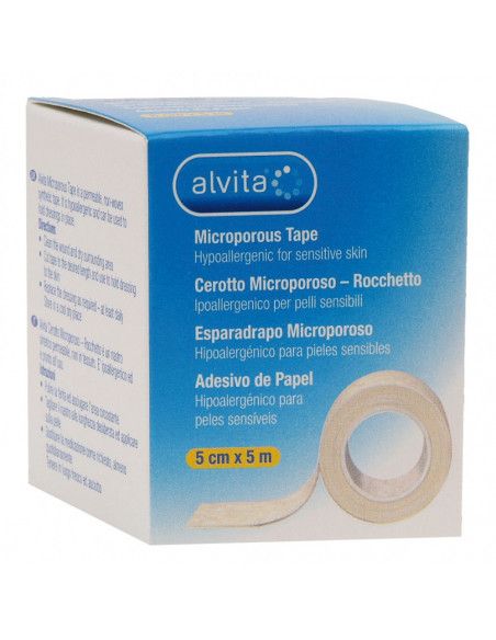 Cerotto microporoso rocchetto Alvita 5cm x 5m 1pz Cerotto microporoso rocchetto Alvita 5cm x 5m 1pz