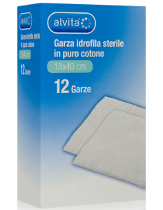 Alvita compressa di garza idrofila sterile in puro cotone 18x40 12pz