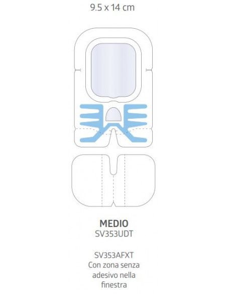 Sorbaview® Shield Medicazione e sistema di fissaggio integrato Medium 9,5X13,8 cm senza finestra