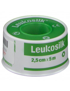 Leukosilk cerotto su rocchetto per fissaggio 2,5cm x 5m