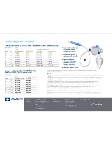 SHILEY Cannula Tracheostomica non cuffiata con contro cannula riutilizzabile 1 pezzo
