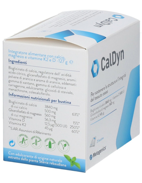 CalDyn integratore alimentare con calcio magnesio e vitamine K2 e D 21 bustine