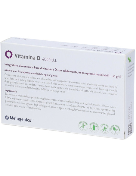 Vitamina D 4000 U.I. integratore alimentare di vitamina D 84 cpr masticabili
