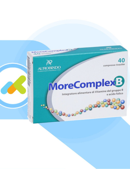 MoreComplex B  Integratore Vitamina B e Acido Folico  Supporto ed Energia  40 compresse