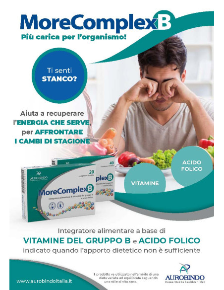 MoreComplex B  Integratore Vitamina B e Acido Folico  Supporto ed Energia  40 compresse