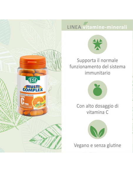 Esi Vitamina C Pura Retard | Integratore di Vitamina C Concentrata | 2 Flaconi | 30 + 30 compresse