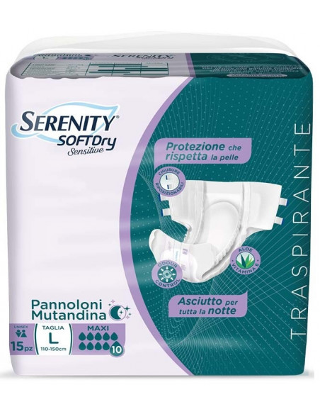 Serenity Soft Dry Sensitive Pannolone a Mutandina Maxi L 15pz