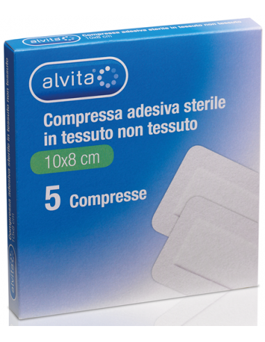 Compressa adesiva sterile in tessuto non tessuto Alvita 10x8 cm 5 pz