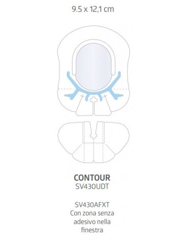 Sorbaview® Shield Medicazione e sistema di fissaggio integrato Contour 9,5X11,8 cm con finestra