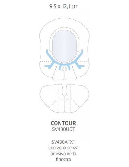 Sorbaview® Shield Medicazione e sistema di fissaggio integrato Contour 9,5X11,8 cm con finestra