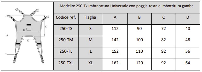 tabella misure imbracatura ad amaca Intermed